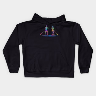 paddleboard watercolor art Kids Hoodie